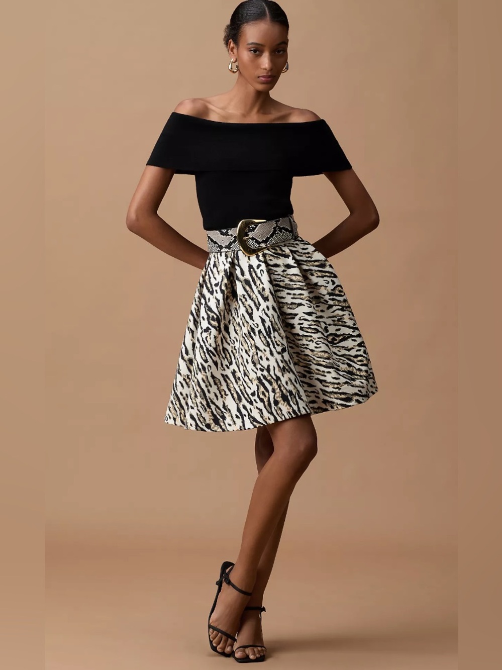 THEO The Label Tyche Jacquard Pleated Mini Skirt
